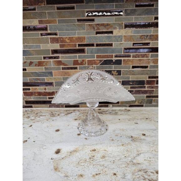Westmoreland Princess Feather Banana Stand, Clear Scroll Design, Pedestal Bowl